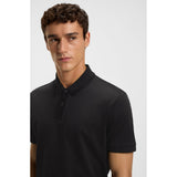 BOSS Mercerised Cotton Polo Shirt With Micro Pattern In Black