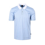 BOSS Mercerised Cotton Slim Fit Polo Shirt With Collar Stripe In Light Blue