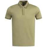 BOSS Mercerised Cotton Slim Fit Polo Shirt With Collar Stripe In Medium Green