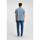 BOSS Orange Cotton Jersey Logo Artwork T-Shirt In Light Blue