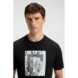 BOSS Orange Cotton Jersey T-Shirt With Animal Artwork In Black
