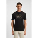 BOSS Orange Cotton Jersey T-Shirt With Logo Artwork In Black