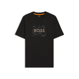 BOSS Orange Cotton Jersey T-Shirt With Logo Artwork In Black