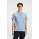 BOSS Orange Cotton Jersey T-Shirt With Logo Patch In Light Blue