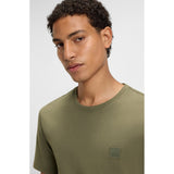 BOSS Orange Cotton Jersey T-Shirt With Logo Patch In Olive
