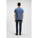 BOSS Orange Cotton Jersey T-Shirt With Logo Patch In Open Blue