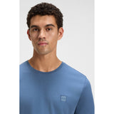 BOSS Orange Cotton Jersey T-Shirt With Logo Patch In Open Blue