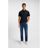 BOSS Orange Cotton Slim Fit Stretch-Cotton Piqué Polo Shirt In Dark Blue