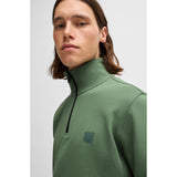 BOSS Orange Cotton Terry Logo-Patch Sweatshirt In Green
