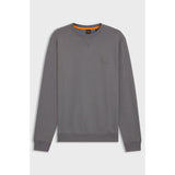 BOSS Orange Cotton Terry Sweatshirt With Logo Patch In Grey