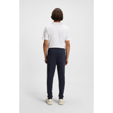 BOSS Orange Cotton Terry Tracksuit Bottoms With Logo Patch In Dark Blue