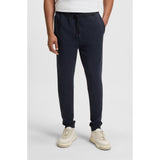 BOSS Orange Cotton Terry Tracksuit Bottoms With Logo Patch In Dark Blue