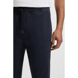 BOSS Orange Cotton Terry Tracksuit Bottoms With Logo Patch In Dark Blue