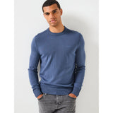BOSS Orange Crew Neck Knitted Jumper In Blue