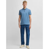 BOSS Orange Half Zip Polo In Open Blue