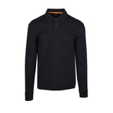 BOSS Orange Interlock Long Sleeve Polo In Black