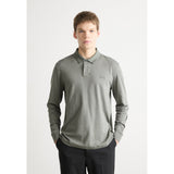 BOSS Orange Interlock Long Sleeve Polo Shirt In Open Grey