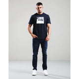 BOSS Orange Logo Artwork Cotton Jersey T-Shirt In Dark Blue