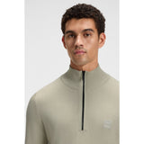 BOSS Orange Logo-Patch Cotton And Cashmere Zip-Neck Sweater In Natural