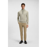 BOSS Orange Logo-Patch Cotton And Cashmere Zip-Neck Sweater In Natural