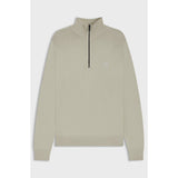 BOSS Orange Logo-Patch Cotton And Cashmere Zip-Neck Sweater In Natural