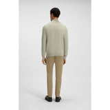BOSS Orange Logo-Patch Cotton And Cashmere Zip-Neck Sweater In Natural