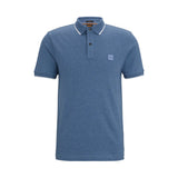 BOSS Orange Logo-Patch Slim-Fit Stretch Cotton Polo Shirt In Blue
