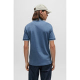 BOSS Orange Logo-Patch Slim-Fit Stretch Cotton Polo Shirt In Blue
