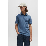 BOSS Orange Logo-Patch Slim-Fit Stretch Cotton Polo Shirt In Blue
