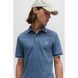 BOSS Orange Logo-Patch Slim-Fit Stretch Cotton Polo Shirt In Blue