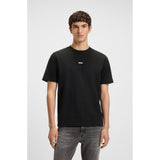 BOSS Orange Logo-Print Stretch Cotton T-Shirt In Black