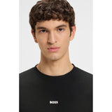 BOSS Orange Logo-Print Stretch Cotton T-Shirt In Black