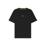 BOSS Orange Logo-Print Stretch Cotton T-Shirt In Black