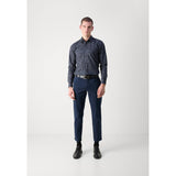 BOSS Orange Pleated Chino Trousers In Dark Blue