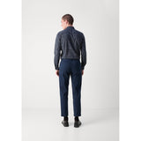 BOSS Orange Pleated Chino Trousers In Dark Blue