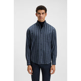 BOSS Orange Regular Fit In Cotton Flannel Shirt In Blue