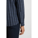 BOSS Orange Regular Fit In Cotton Flannel Shirt In Blue