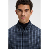 BOSS Orange Regular Fit In Cotton Flannel Shirt In Blue