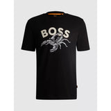 BOSS Orange Scorpion Logo Regular Fit Cotton Crew Neck T-Shirt In Black