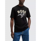BOSS Orange Scorpion Logo Regular Fit Cotton Crew Neck T-Shirt In Black