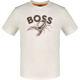 BOSS Orange Scorpion Logo Regular Fit Cotton Crew Neck T-Shirt In White