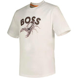 BOSS Orange Scorpion Logo Regular Fit Cotton Crew Neck T-Shirt In White