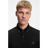 BOSS Orange Slim-Fit Polo Shirt In Stretch-Cotton Piqué In Black