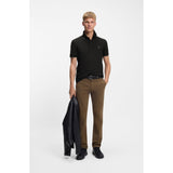 BOSS Orange Slim-Fit Polo Shirt In Stretch-Cotton Piqué In Black