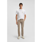 BOSS Orange Slim Fit Stretch Cotton Satin Trousers In Pastel Brown