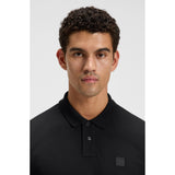 BOSS Orange Stretch-Cotton Slim-Fit Polo Shirt With Logo Patch In Black