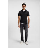 BOSS Orange Stretch-Cotton Slim-Fit Polo Shirt With Logo Patch In Black