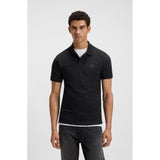 BOSS Orange Stretch-Cotton Slim-Fit Polo Shirt With Logo Patch In Black