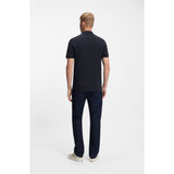 BOSS Orange Stretch Cotton Slim Fit Polo Shirt With Logo Patch In Dark Blue