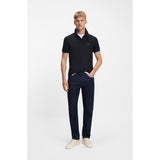BOSS Orange Stretch Cotton Slim Fit Polo Shirt With Logo Patch In Dark Blue